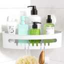 LUXEAR Corner Shower Caddy Suction Cup No-Drilling Removable Shower Caddy Basket Powerful Suction Bathroom Shower Shelf Waterproof & Rustproof Organizer for Bathroom Storage - White