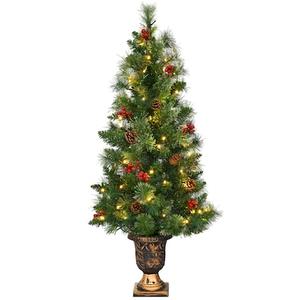 4-ft Pre-lit Slim Artificial Christmas Tree with White LED Lights