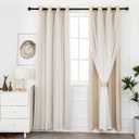 INLINAS Beige Blackout Curtains with Sheer Overlay - Grommet Top Thermal and Noise Reduction Panels for Bedroom and Living Room Light Blocking and Energy Saving, 52 x 84 Inches, Set of 2