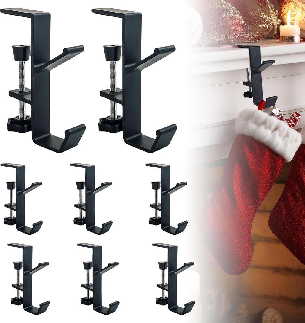 SUROQUE Fireplace Stocking and Garland Hanger, 2 in 1 Mantel Hanger for Garland, Fireplace Stocking Holders