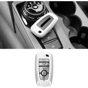 RAZPOY Key Fob Cover Shell, Key Case Cover Holder Protector Compatible with 2018-2026 Ford F-150 Explorer & 2021-2026 Ford Bronco & Bronco Sport, White