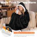 Giggling Getup Wearable Blanket Hoodie for Women Men Gifts for Women Mom Wife Sherpa Fleece Long Hooded Blanket Sweatshirt Cozy Sherpa Wearable Throw with Pocket & Sleeves for Adult Standard Black (Black)