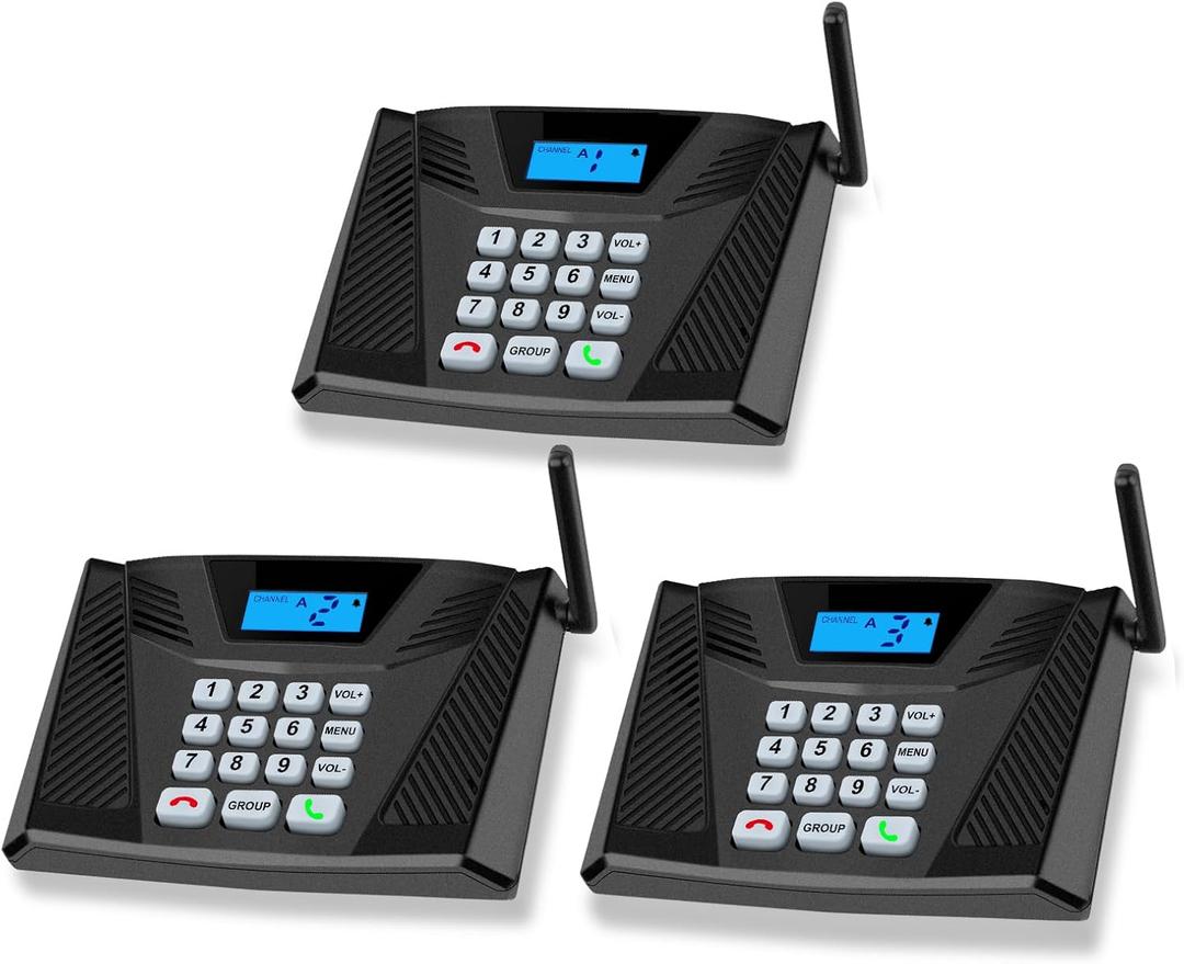 Intercoms Wireless for Home Upgrade, Hands-Free Intercom with Automatic Answer, 5300 Feet Range Full Duplex Home Intercom System for Business Store Office Easy to Use(3Packs, Black)