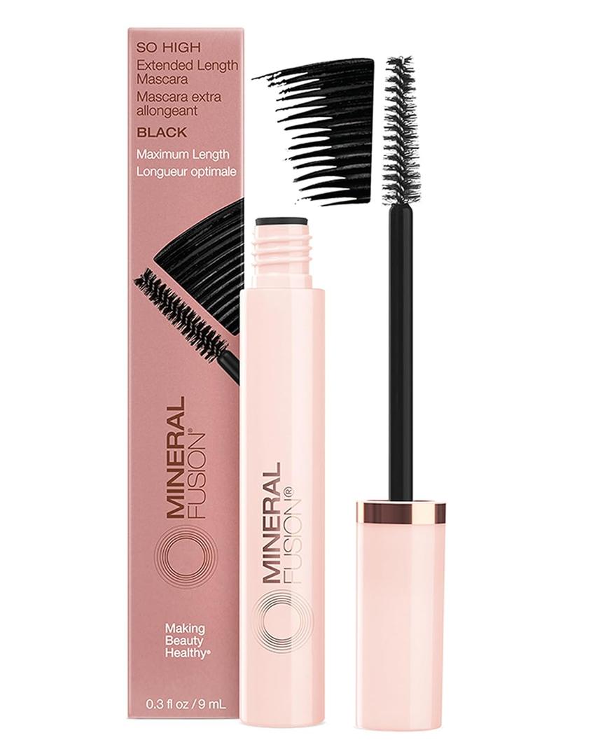 Mineral Fusion So High Extended Length Mascara (Black) - Lengthening Formula For Look of Long, Lush Lashes - Hypoallergenic With Kaolin Clay for Long Wear - No Smudge or Clumps (0.3 Fl Oz (Pack of 1))