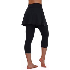 ANIVIVO Women Tennis Skirted Leggings with Pockets, Capris Yoga Leggings with Skirts&Tennis Pickleball Clothing  (Medium, Black)