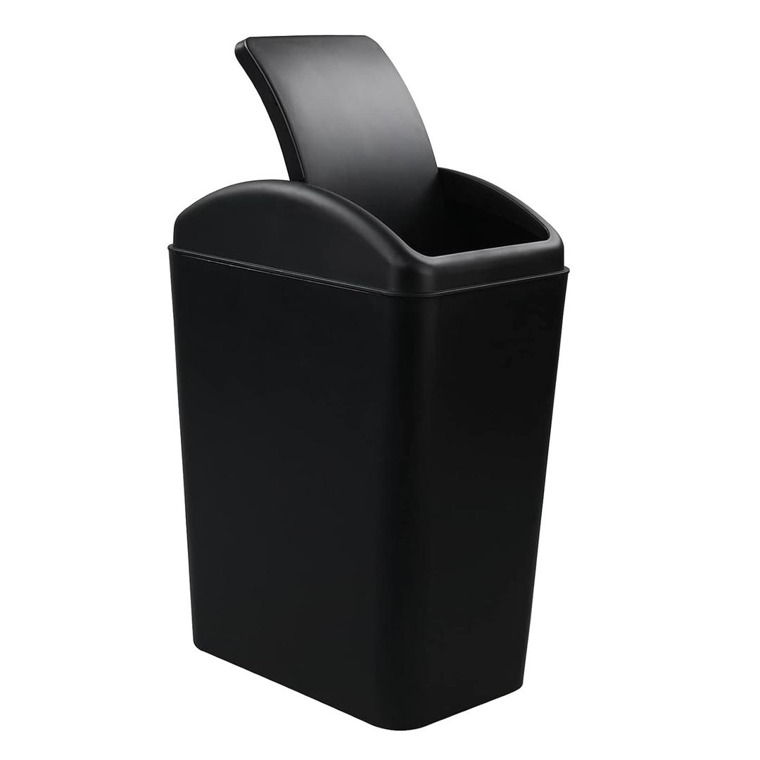 Cand 1 Pack 4 Gallon Garbage Can, Plastic Trash Can with Swing Lid, 16 L (Black)