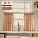 LIMON HOME Terracotta Linen Kitchen Curtains 30 inch Length Pinch Pleat Cafe Curtains (24"W x 30"L (Pack of 2))