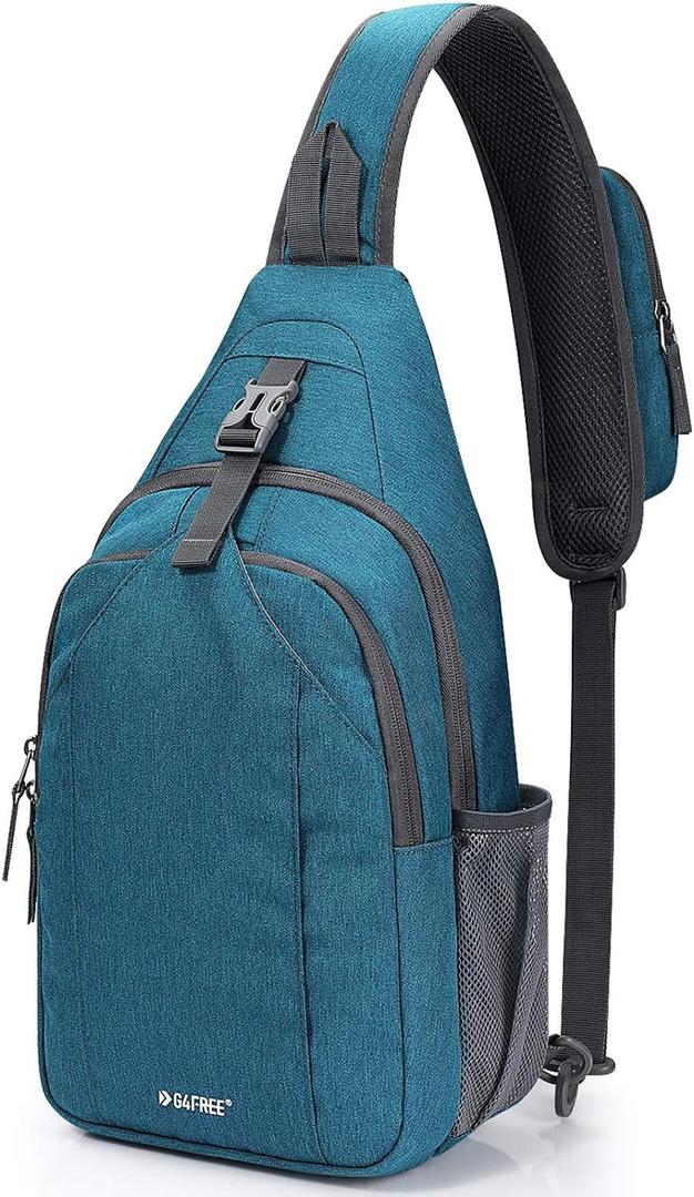 G4Free Sling Bag RFID Blocking Sling Backpack Crossbody Chest Bag Daypack for Hiking Travel, (Teal Blue)
