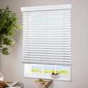 LazBlinds Cordless Faux Wood Blinds, 19" W x 48" H, White