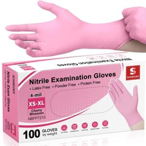 Schneider Nitrile Exam Gloves, 4-mil Medical Gloves Disposable Latex Free, Powder Free, Food Safe Glove for Examination