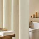 Rustic Faux Linen Beige Thick Fabric Shower Curtain, 72 x 90 Inch Extra Long Cloth Shower Curtain Water-Resistant, Ultra-Durable Washable Cream Shower Curtain for Tall Bathrooms