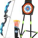 Bow and Arrow Set for Kids LED Light Up Archery Set with 10 Suction Cup Arrows Indoor Outdoor Toys with Standing Target & Quiver, Xmas Birthday Gift for Boys Girls Age 4-8 8-12 (1-pack-blue)