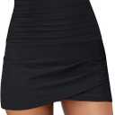 GRAPENT Women's High Waisted Bikini Bottoms Ruched Swimsuit Tulip Hem Swim Skirt (Large)