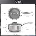 COOKER KING 3 Quart Stainless Steel Saucepan with Lid, Tri-Ply Ceramic Nonstick Pot, Metal Utensil Safe, Dishwasher & Oven Safe up to 900F, Induction Cookware for All Stovetops