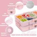 Stackable Snackle Box Container with 2 Lids, 14 Compartments - BPA-Free Snackle box Organizer, Dishwasher & Microwave Safe Reusable Snacklebox for Veggies, Fruits, Charcuterie, Snacks (Pink, 2 Pack)