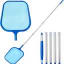 Pool Skimmer - Pool Skimmer Net with 5 Section Adjustable Telescopic Aluminum Pole, 25''- 64'', Pool Net Skimmer Rake with Ultra Fine Mesh , Pool Leaf Skimmer for Swimming Pools, Spas, Hot Tubs