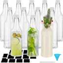 Dandat 12 Pcs 32oz Plastic Brewing Bottles Vanilla Extract Bottles Empty Long Neck Bottles for Beverages Homemade Coquito Bottles Reusable for Kombucha, Liquor, Condiment, Shaved Ice Topping Use