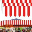 Carnival Tent Circus Theme Party Decorations White and Red Striped Circus Awning Decor 3D Awning Circus Tent Canopy for Carnival Theme Party Decor, 9.84 x 78.74 Inch(3 Pcs)