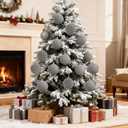 Artmag 4 PCS Large Velvet Christmas Balls Ornaments Shatterproof Hanging Set Flocked for Xmas Tree Holiday Party Decorations (Grey,4 Inch)