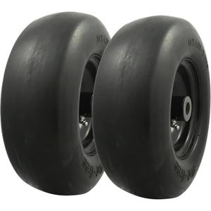 MARASTAR 00232-2PK Universal Fit Flat-Free 11x4.00-5 Tire and Wheel Assembly, Zero Turn Lawn Mower Replacement Tires, Smooth Tread, Adapter Kit included, 2 pack