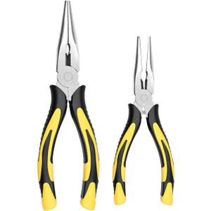 ZUZUAN Premium Long Needle Nose Pliers-6''&8'', Paper Clamp Precision, High Carbon Steel, Soft Grip with Wire Cutter, Long Nose Cutting Pliers for Home, Fishing, Jewelry, Crafts, 2pcs