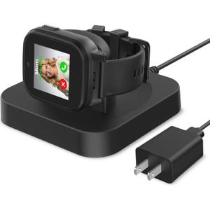 Charging Stand Compatible with Cosmo JrTrack 5/4/3 Smartwatch, Magnetic Fast Charging Dock Station Charger for Cosmo Watch, 4.92Ft Replacement Charger Cable Cord for Kids Smartwatch, Wall Adapter (Black)