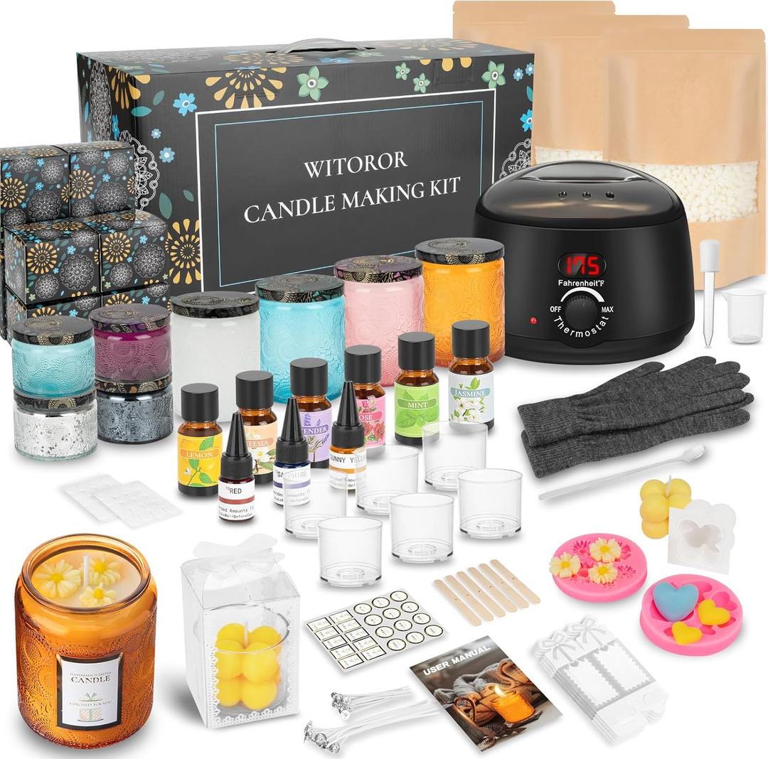 Candle Making Kit, Scented Candles Making Kit Supplies with Digital Soy Wax Melt Warmer Candle Making Complete Kit for Adults Beginners DIY Starters