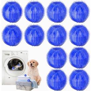 Pet Hair Remover for Laundry, 12 PCS - Reusable Dog & Cat Hair Remover Tool, Effectively Removes Pet Hair, Lint and Dander from Bedding and Clothing, Suitable for Washing Machines, Dryers