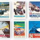 Set of 6 Vintage Car Racing Poster Prints, Unframed Classic Auto Racing Wall Art by Go Ham, Turner, Beligond 5x7 Inch Retro Decor for Home, Garage, Office