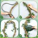 Suncalla 39pcs Jungle Theme Party Decorations 1 10ft Natural Moss Rope 1 10ft Artificial Rattans 36 Tropical Palm Leaves Ivy Fake Vines for Indoor Outdoor Tropical Rainforest Safari Rattan Party Decor