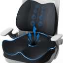 Seat Cushion Lumbar Support Pillow for Office Chair, X Large Memory Foam Chair Cushions for Sciatica Tailbone Pain Relief Coccyx Pad for Wheelchair, Car, Home, Office, Desk