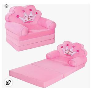 MOONBEEKI Kids Couch Fold Out, Foldable Princess Chair for Toddlers 1-3, Kids Furniture for Playroom, Gift for Birthday Christmas and Halloween（Pink）