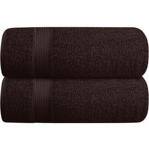 Elvana Home Cotton 2 Pack Oversized Bath Towel Set 28x55 inches, Large Bath Towels, Ultra Absorbant Compact Quickdry & Lightweight Towel, Ideal for Gym Travel Camp Pool - Brown