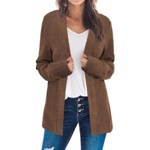 Bosmeer Women's Open Front Long Sleeve Cardigan Sweaters Business Casual Lightweight Outerwear Coats Fall Fashion Clothes (Brown, XXL)