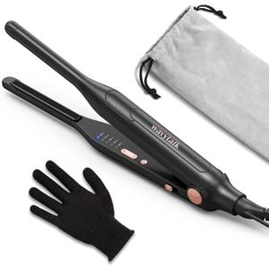 Wavytalk 3/10" Small Flat Iron, Pencil Flat Iron for Short Hair, Pixie Cut and Bangs, Curling Iron for Short Hair, Mini Hair Straightener for Edges with Anti-Pinch Design, Tiny Hair Straightener (Bright Rose Gold)