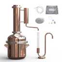 HOOLOO 8L Copper Still Distillation Equipment,Essential Oil Distiller | Copper Stills for Distilling Moonshine,Hydrosol,Essential oils,Steam Distillation Kit for Essential Oils,Herb Distiller