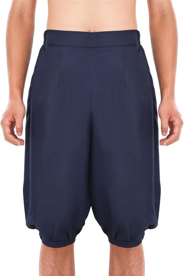 BLESSUME Retro Colonial Pants Renaissance Mens Knicker Pants Breeches (XX-Large, Dark Blue)