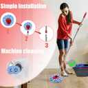 ANREKEYH Spin Mop Head, Base, Handle Replacement for O-ceda EasyWring RinseClean Microfiber Spin Mops, 2 Microfiber Mop Refills, 1 Triangle Head Cover and 30-58in Handle (Blue (2-Tank System))