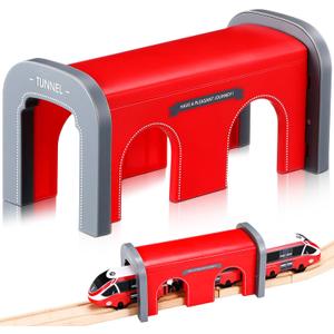 Foilswirl Train Tunnel Train Track Accessories Tunnel Model Plaything for Most Railroad Sets(Red)