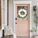 24" Spring Summer Front Door Wreath, Life-Like Artificial White Dahlia Hydrangea Wreath for Wedding Valentine's Day Mother's Day Memorial Day