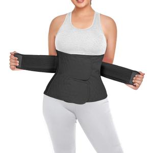 Postpartum Belly Band Abdominal Binder Post Surgery C-section Belly Binder Wrap Girdle Recovery Belt Back Support (Black, Large)