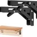 Ravinte 2 Pack 6 Inch Folding Shelf Brackets Matte Black, Heavy Duty Collapsible Brackets for Tables and Benches Space-Saving Design