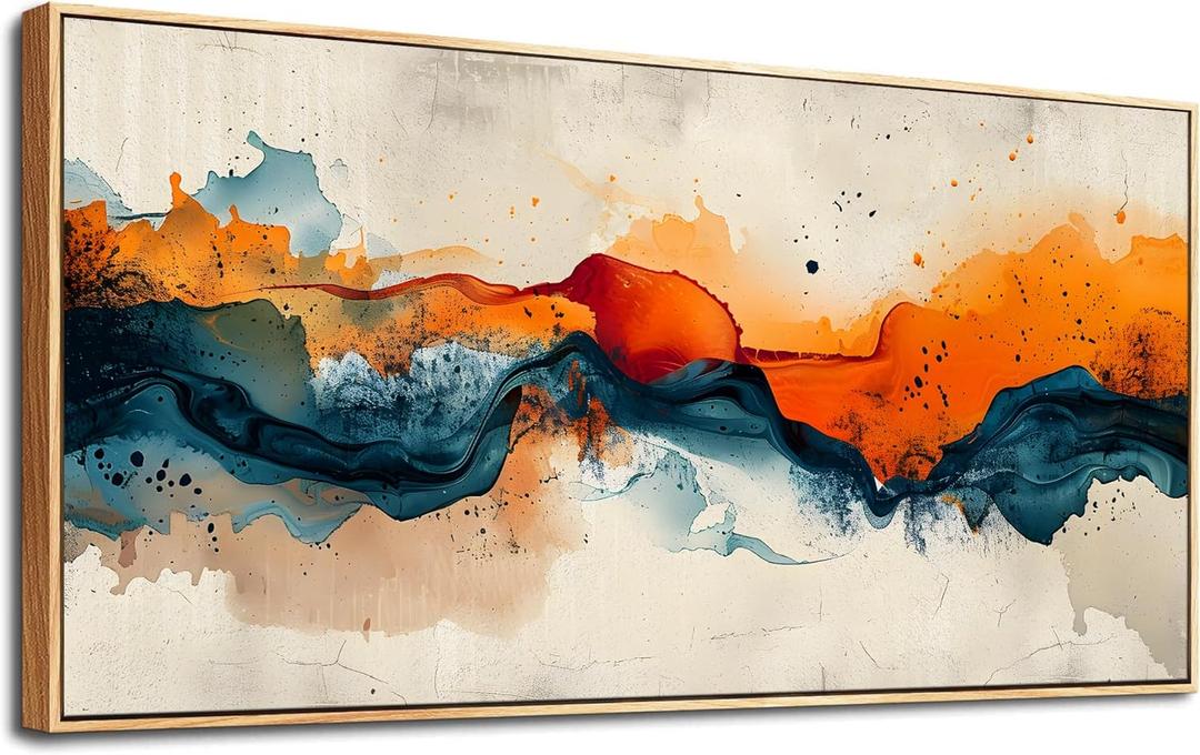 MHARTK66 Large Wall Art For Living Room Modern Wall Decor For Office Bedroom Wall Decorations Canvas Art Prints Pictures Artwork Abstract Ink Paintings Hotel Modern Home Decor Wood Framed 24" X 48"