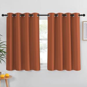 NICETOWN Blackout Burnt Orange Curtain 54 inches Long - Solid Grommet Sound & Light Reducing Room Darkening Window Treatment Thermal Drape for Girls Room/Nursery (1 Panel, W52 x L54)