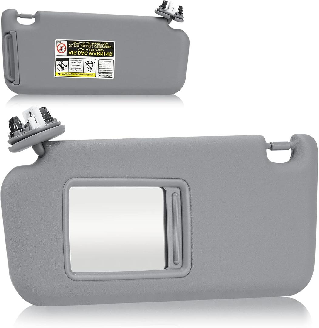 Left Driver Side Sun Visor Fit for Toyota RAV4 (Roof with Light) 2006 2007 2008 2009 2010 2011 2012 2013, Replaces for 74320-42501-B2, Gray