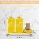 Yellow Kitchen Decor, 5 Pcs Hands Dishes Soap Dispenser Set Comes with Ceramic Brush Tray, Instant Dry Tray, and Dish Scrub Brush, Suitable for Kitchen Accessories (Word)