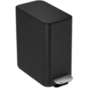 simplehuman 5L Slim Bathroom Trash Can with Soft Close Lid, Stainless Steel Waste Basket with Liner Pocket, 5 Liter / 1.3 Gallon, Matte Black