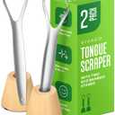 Tongue Scraper for Adults with Holder (2 Pack) - Metal Tongue Scraper for Tongue Cleaning and Reducing Bad Breath - Stainless Steel Tongue Scraper for Adults, Tongue Cleaner for Adults