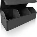 Fyzeoty Car Organizers for Trunk for Suv Sedan, Leather Storage Box,Extra Large,Magnetic Lid,Collapsible and Adjustable, S004, Black