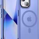 DEERLAMN Magnetic Matte Case for iPhone 13/iPhone 14 with Screen Protector, [Compatible with MagSafe][Military Grade Drop Protection] Slim Translucent Shockproof Protective Phone Cover, Light Purple